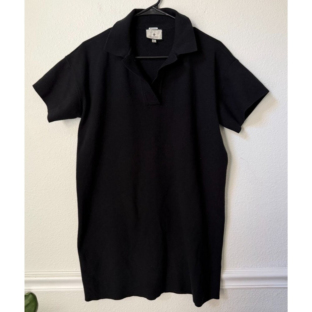 Tuckernuck Black Channing Polo Knit Mini Shift Dress Small